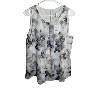 White House Black Market Tank Top Women's Medium Printed Layered Career NWT